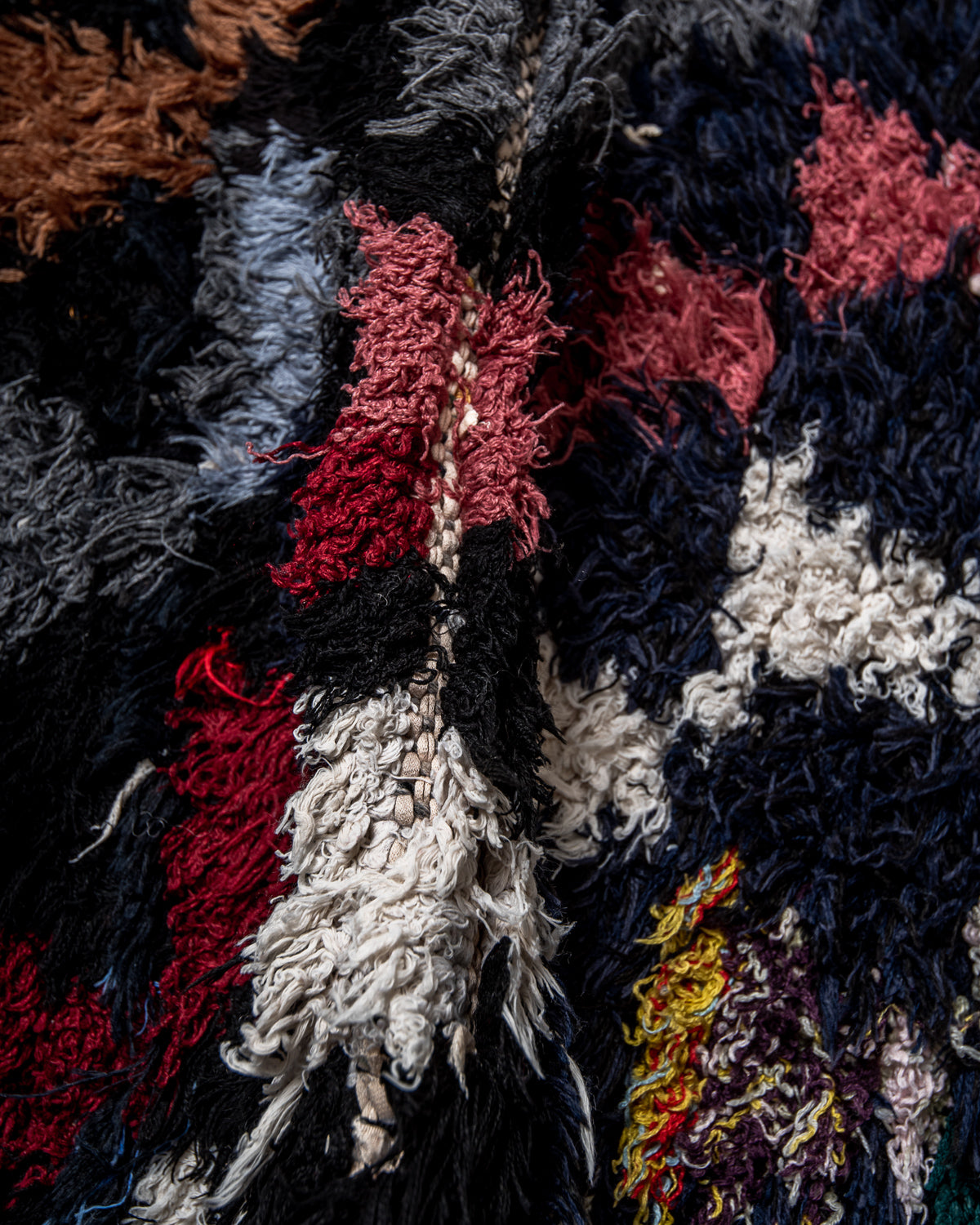 Modern designer vintage handcrafted Berber rug from Morocco. Boucherouite runner rug with beautiful colors and patterns.